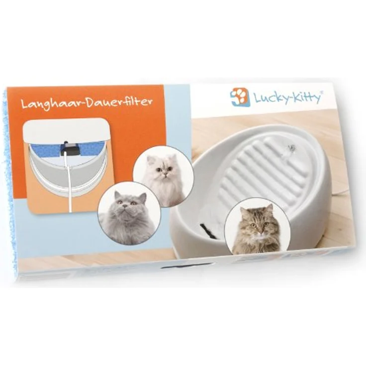 Lucky-Kitty Langhaar-Dauerfilter, Original-Zubehör für Keramikbrunnen, schadstofffrei, auswaschbar & wiederverwendbar, Ökotex-zertifiziert – Bild 1