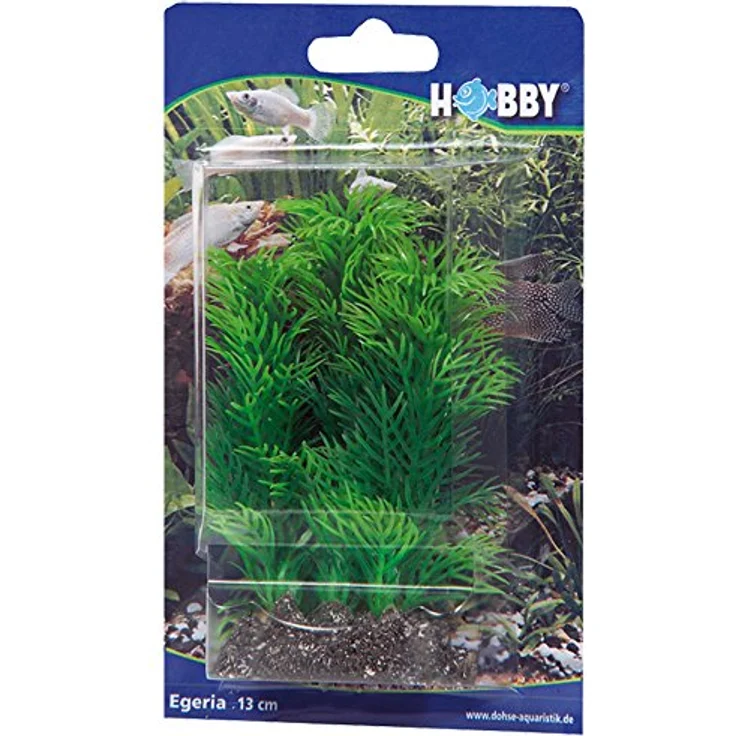 HOBBY Aquariendeko Egeria, 13 cm künstliche Aquariumpflanze mit natürlicher Bewegung und stabilem Felsen-Bodenhalterung – Bild 2