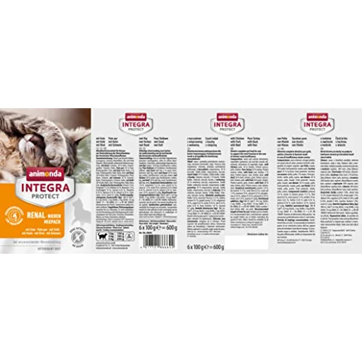 Animonda INTEGRA PROTECT Katzenfutter nass Renal Mix (6 x 100g), Diätalleinfutter mit reduziertem Eiweiß- und Phosphorgehalt, vom Tierarzt empfohlen bei Niereninsuffizienz – Bild 2
