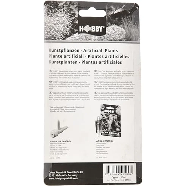 HOBBY Aquariendeko Cyperus, 16 cm künstliche Aquariumpflanze mit natürlicher Wasserbewegung und stabilem Halt – Bild 3