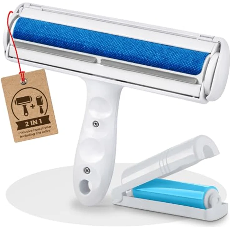 Veddelholzer Tierhaarentferner 2-in-1 Set mit Fusselroller, wiederverwendbar und abwaschbar, effektive Haarentfernung für Möbel, Kleidung und Autositze – Bild 1