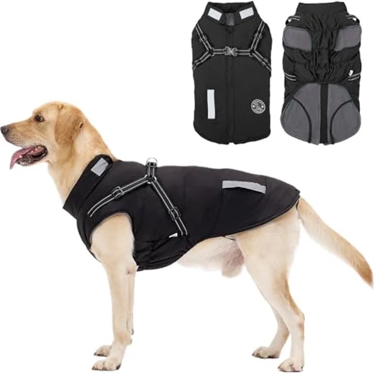 Aisuowa Hundemantel, Winter Hundejacke wasserdicht und winddicht mit Bauchschutz, reflektierend, Fleece gefüttert für kleine, mittlere und große Hunde – Bild 1