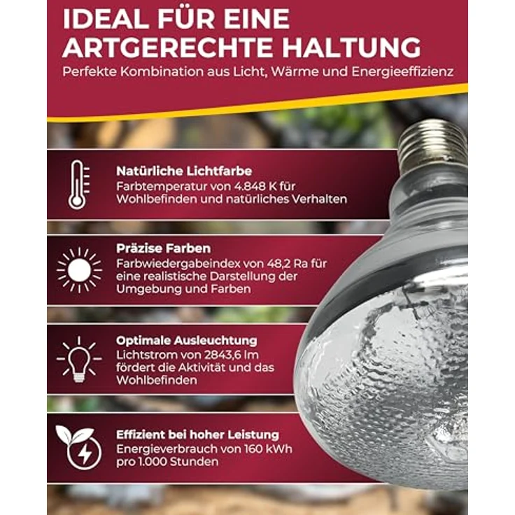 HOBBY Terraristik UV Reptile vital Power, 160 W UV-Lampe für Terrarien, UV-Flächenstrahler mit 250 µW/cm² UVB-Abgabe, langlebig – Bild 4