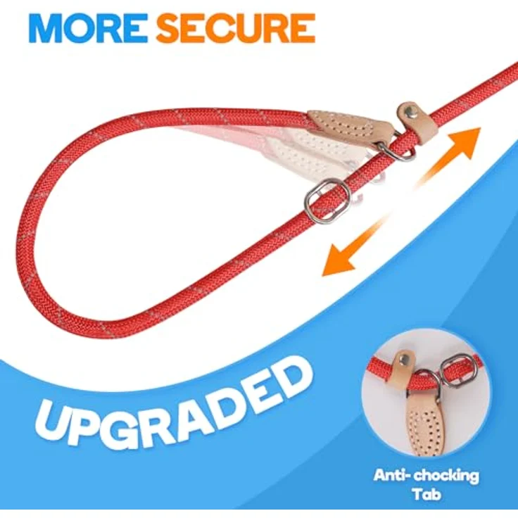 Grand Line Retrieverleine mit Zugstopp, 150 cm Moxonleine, reflektierend, für kleine bis große Hunde - 14mm, Rot – Bild 2