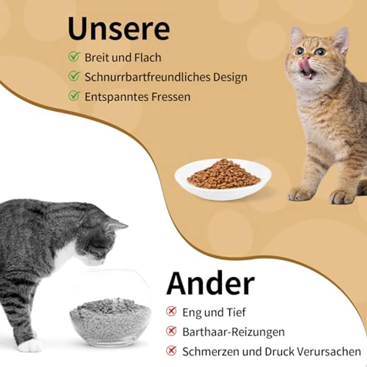 unbholkk Katzennapf Set, 4 Stück Keramische Futternäpfe, Whiskerfreundliches Flachdesign, Weiß, Ideal für Katzen und Kleintiere – Bild 4