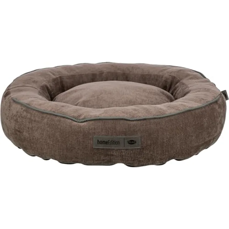 Trixie Hundebett Vital Lennox, orthopädisches Hundekissen aus Chenille, rund, braun, ø50cm mit viskoelastischem Schaum und rutschfestem Boden