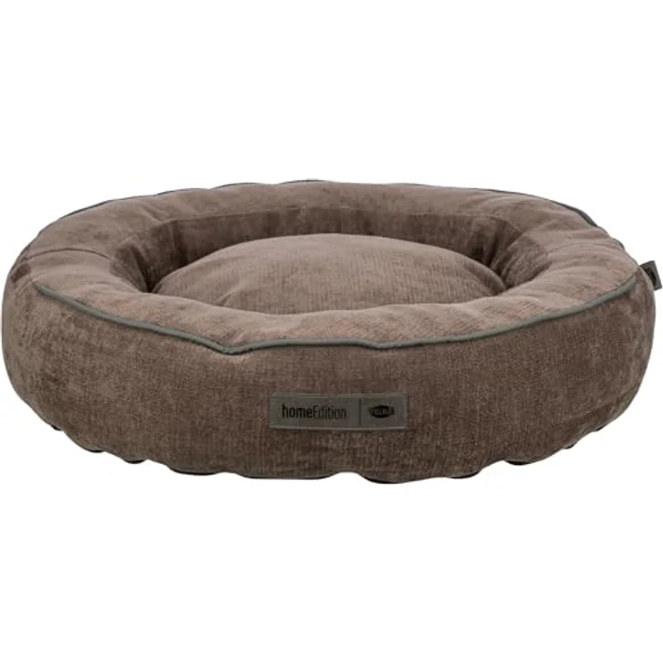 Trixie Hundebett Vital Lennox, orthopädisches Hundekissen aus Chenille, rund, braun, ø50cm mit viskoelastischem Schaum und rutschfestem Boden – Bild 1