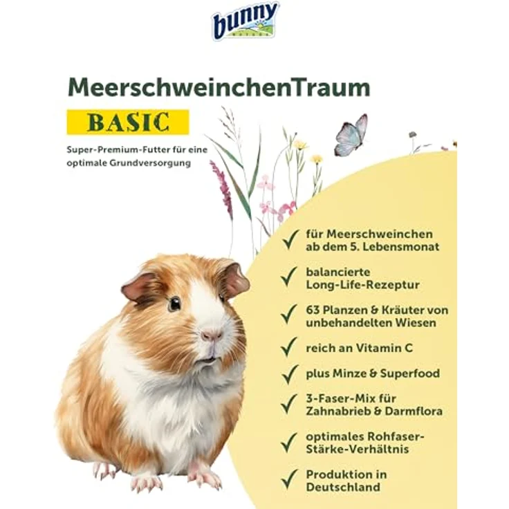 bunny MeerschweinchenTraum basic, 1,5 kg Kleintierfutter mit hohem Rohfaseranteil und TriMello Technologie – Bild 2