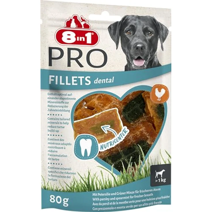 8in1 Fillets Pro - pro breath, zuckerfreier Hundesnack mit hochwertigem Geflügel, Größe S, 80 g – Bild 9