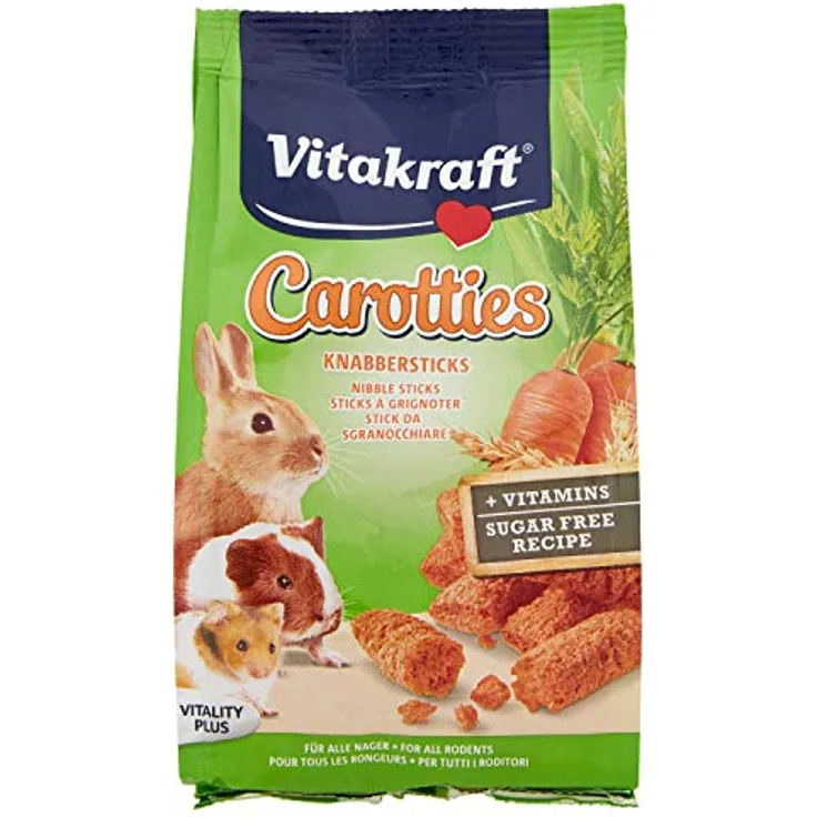 Vitakraft Carotties Knabbersticks, Snacks für Nager und Kaninchen mit Karotten und essentiellen Vitaminen, 50 g