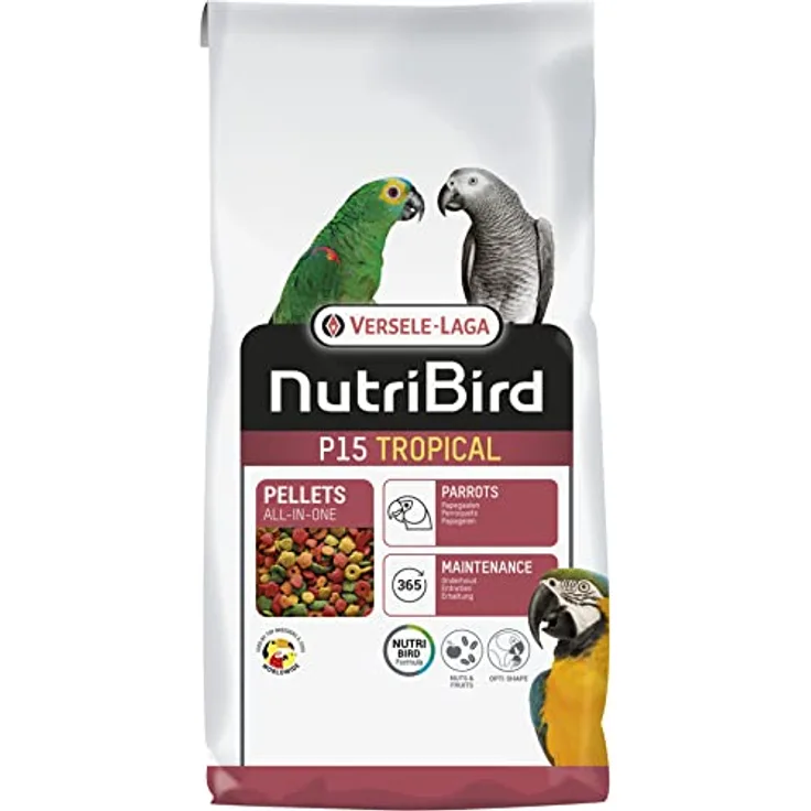 Versele-Laga Nutribird P15 Tropical, Alleinfutter für Papageien, Pelletform, 2 x 10 kg