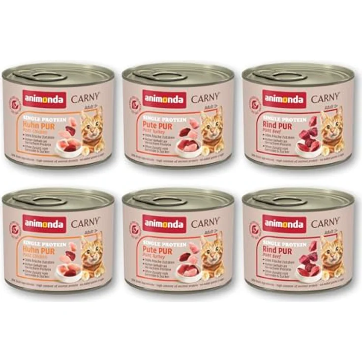 animonda Carny Katzen Nassfutter Single Protein Mix Pur, 6 x 200g, hochwertiges Feuchtfutter mit einer Proteinquelle für ausgewachsene Katzen, ohne künstliche Zusätze – Bild 2