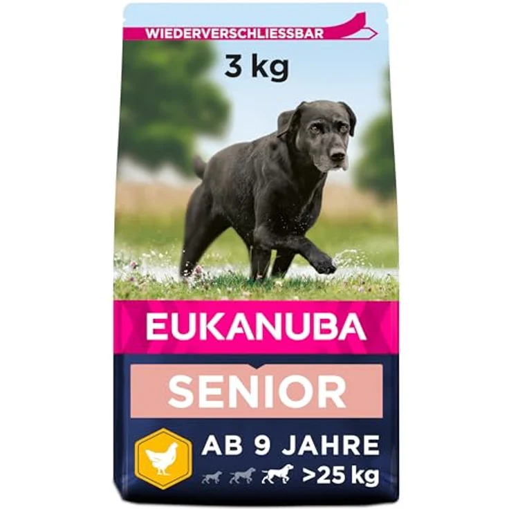 Eukanuba Hundefutter mit frischem Huhn für große Rassen, Premium Trockenfutter für Senior Hunde ab 9 Jahren, 3 kg – Bild 1