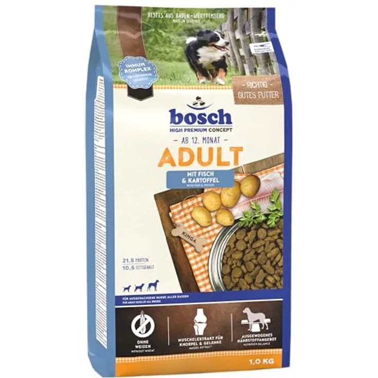 Bosch Hundefutter Adult Fisch und Kartoffel, Trockenfutter mit Vitaminen, 2x15kg