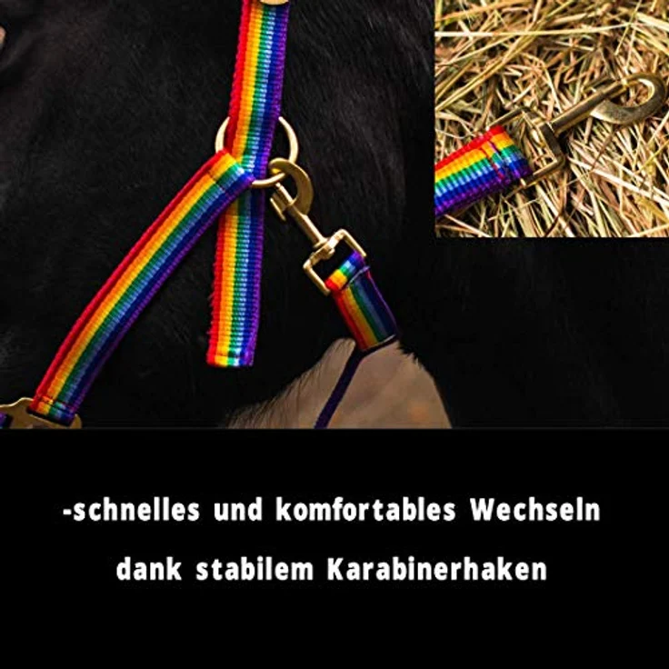 Pferdelinis Halfter für Pferd, 2-fach verstellbar, reißfest & ergonomisch - Bunt (Pony) – Bild 2