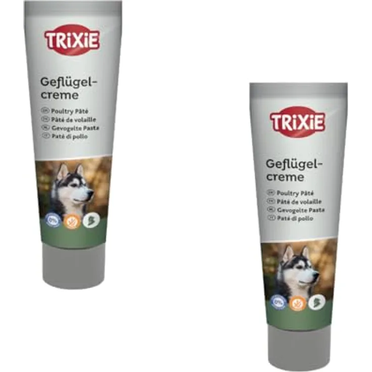 Trixie Premio Geflügelcreme, Doppelpack 2 x 110 g, laktosefreier Fleischsnack für Hunde, ideal zur Medikamenteneinnahme und als Belohnung
