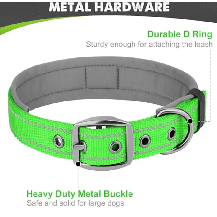 Joytale Neopren-Hundehalsband, gepolstert, reflektierend, für kleine Hunde, Größe 28-37 cm, grün – Bild 5