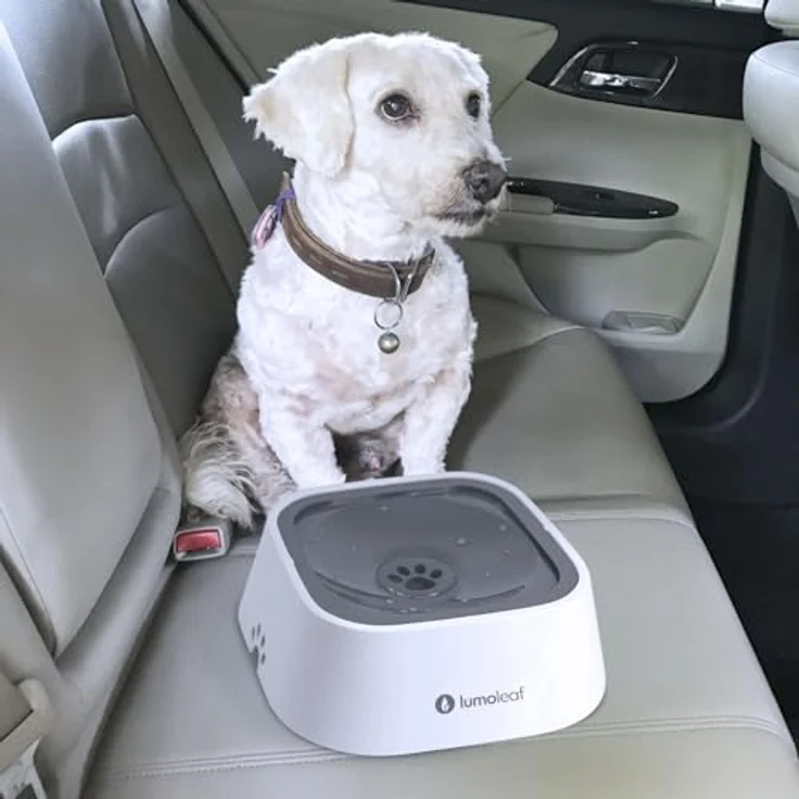 LumoLeaf Wassernapf für Hunde, 1L grau, kein Verschütten, langsamer Futterspender, tropffreies Design – Bild 5