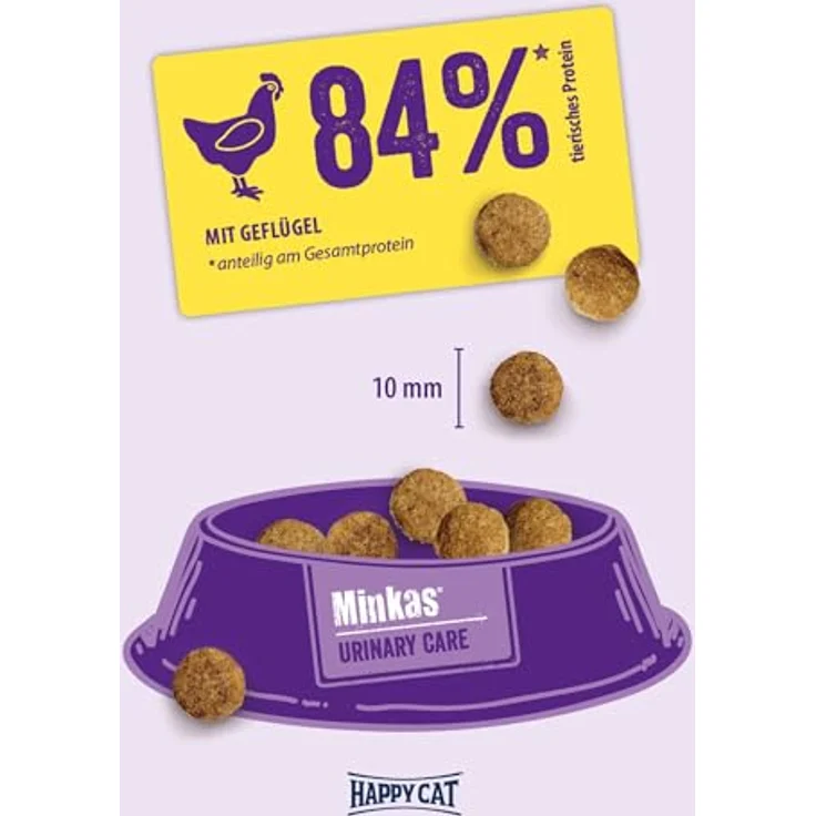 Happy Cat Minkas Trockenfutter Katze, Adult, Urinary Care mit Geflügel, 10 kg - Ausgewogene Ernährung, reduzierte Magnesium- und Phosphor-Gehalte, Harn-pH-Wert Senkung, ohne Zucker und künstliche Zusätze – Bild 3