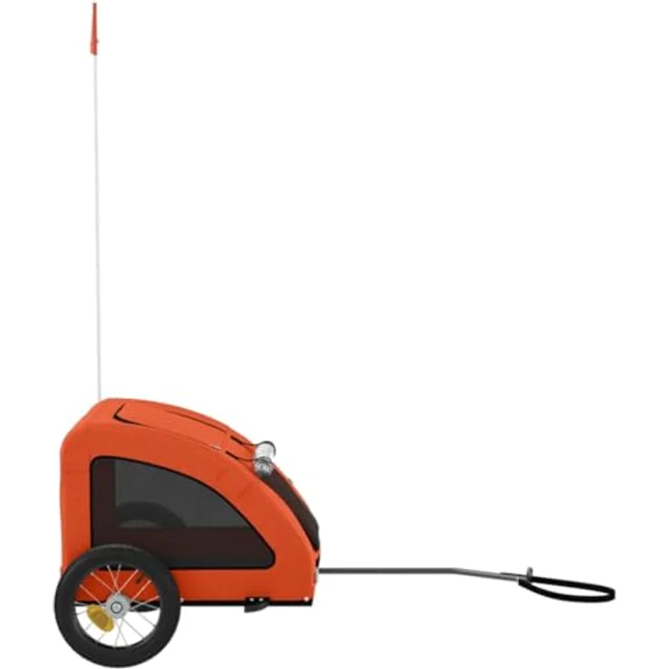 vidaXL Hunde-Transportbox Fahrradanhänger für Hunde Orange Oxford-Gewebe und Eisen, Belastbarkeit bis 30 kg – Bild 8