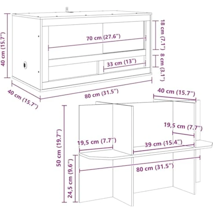 vidaXL Terrarium Braun 80 x 40 x 90 cm OSB, robustes Reptilienhaus mit matte Oberfläche, variabel nutzbar für kleine Haustiere – Bild 3