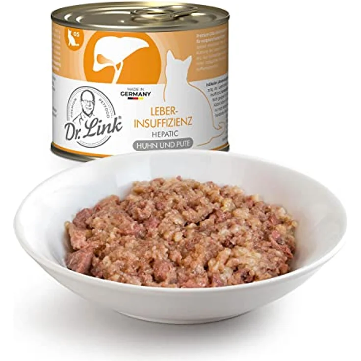 Dr. Link Spezial-Diät Katzenfutter für die Leber, Huhn & Pute, 6x200g Dose, unterstützt Stoffwechsel und Leberfunktion – Bild 4
