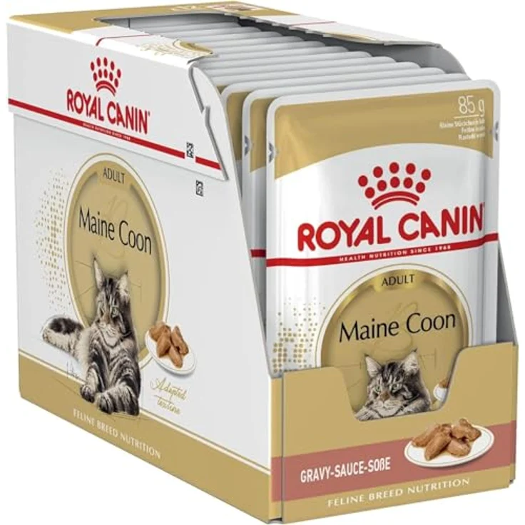 Royal Canin Maine Coon Adult, Nassfutter für Katzen, 12x85g, speziell abgestimmt auf die Ernährungsbedürfnisse von Maine Coons – Bild 1