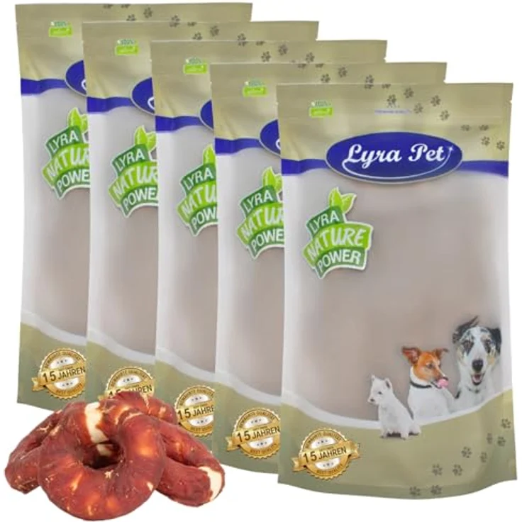 Lyra Pet® 5 kg Kauringe mit Entenbruststreifen, fettarm und proteinreich, langer Kaugenuss für Hunde – Bild 1