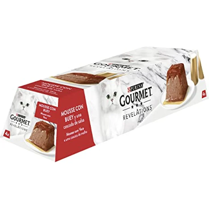 Gourmet Purina Revelations Mousse mit Sauce, Nassfutter für Ochsenkatzen, 6 Packungen mit 4 Pyramiden à 57 g, 100 % ausgewogenes Futter, hochwertige Zutaten – Bild 1
