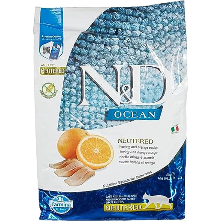 Farmina N&D Ocean Adult Pellets Katzenfutter, Trockenfutter mit Hering und Orange, ohne Mais, 5 kg – Bild 1