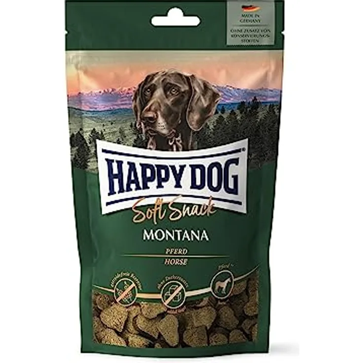 Happy Dog SoftSnack Montana, getreidefreier Hundefutter-Snack mit herzhaftem Pferd, 100 g