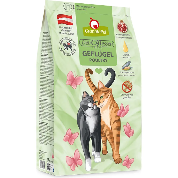 GranataPet DeliCatessen Adult Geflügel, Hochwertiges Katzen-Trockenfutter, 300g, Getreidefrei und proteinreich