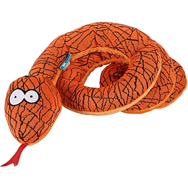 COOCKOO, Farbenfrohes Hundespielzeug Reggigie, blau, Bunte Schlange für Hunde, mit Quietscher, strapazierfähiger Sneaker-Stoff mit robustem Oxford, samtiger Unterseite – Bild 2