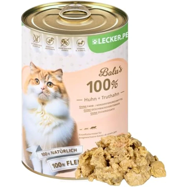 Lyra Pet Balu's 100% Huhn und Truthahn Katzen Nassfutter, 6 x 400 g, getreidefrei, ohne Zuckerzusatz, natürlich, ohne Zusatzstoffe, reich an Proteinen – Bild 1