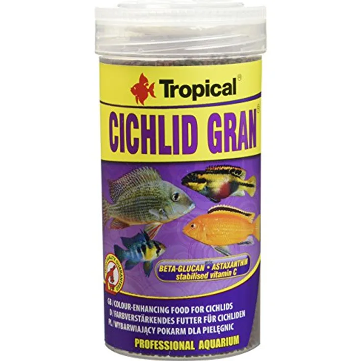 Tropical Cichlid Gran, 250 ml - Proteinreiches, Farbverstärkendes Granulatfutter mit Vitamin C und natürlichen Carotinoiden