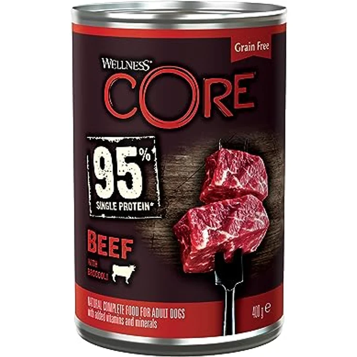 Wellness CORE 95% Rind & Brokkoli, getreidefreies Hundefutter Nass, stückige Pastete für ausgewachsene Hunde, hypoallergen, proteinreich, 6 x 400g – Bild 2