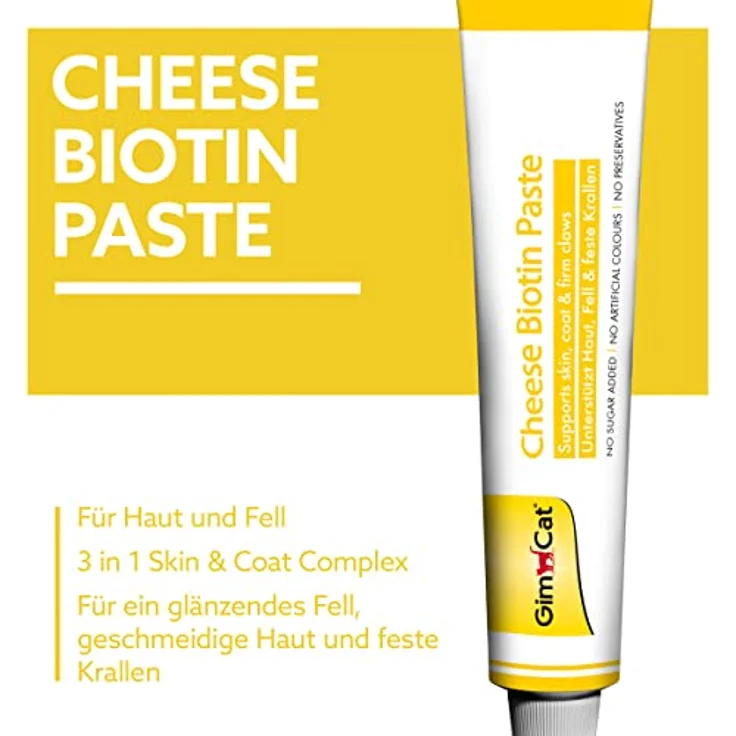 GimCat Cheese Biotin Paste, Katzenfutter zur Unterstützung von Haut- und Fellgesundheit, 100 g – Bild 2