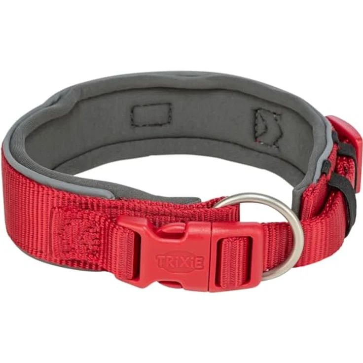 TRIXIE Premium Halsband L-XL, rot, stufenlos verstellbares, neoprengepolstertes Hundehalsband für mittelgroße bis große Hunde, Halsumfang 53–62 cm, 50 mm breit – Bild 4