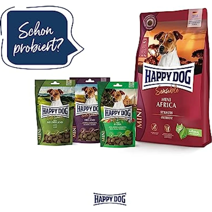 Happy Dog SoftSnack Mini Africa, weizenfreier Hundesnack mit Straußprotein, 100 g – Bild 5