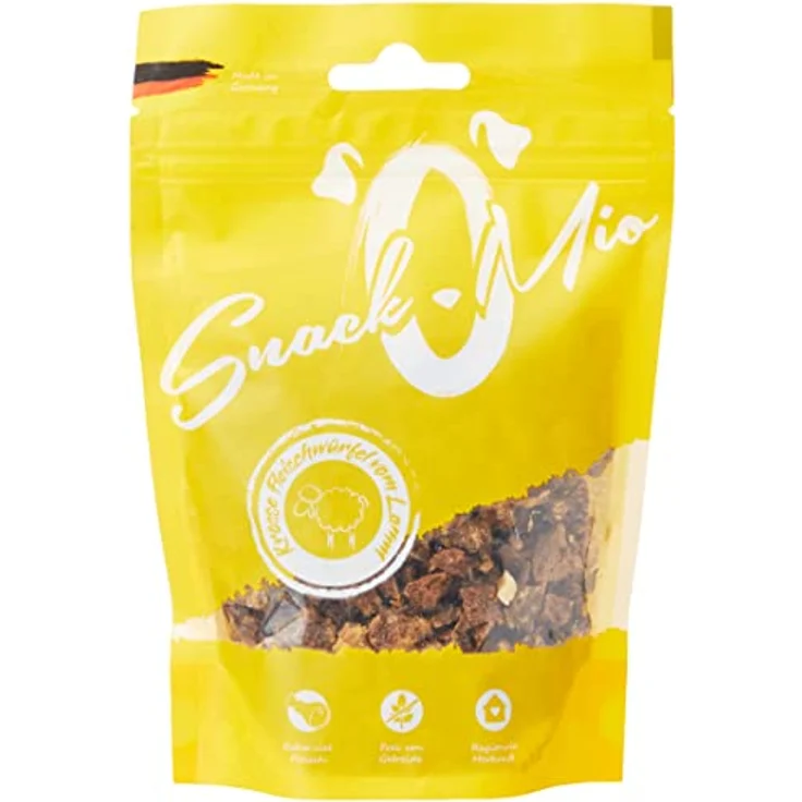 SNACKOMIO SnackOMio – Premium Hundesnack – Krosse Fleischwürfel vom Lamm, getreidefrei, 1er Pack (1 x 125 g) – Bild 1