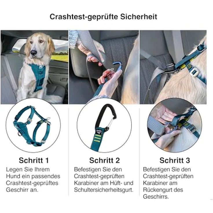 Kurgo Enhanced Strength Tru-Fit Hundegeschirr, Crash-Test-zertifiziertes Sicherheitsgeschirr mit fünf Verstellpunkten und gepolsterter Brustpartie, Tintenblau, Größe S – Bild 4