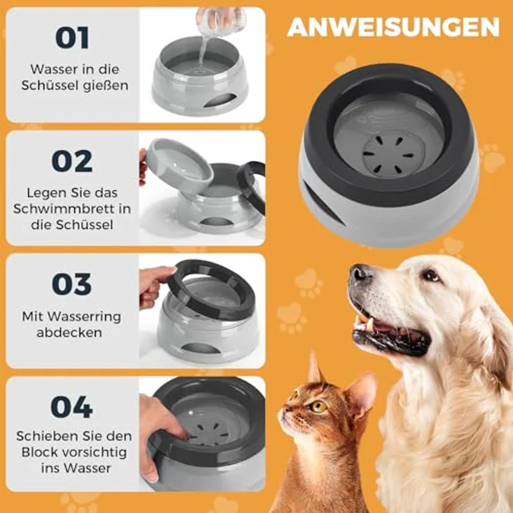 Qianyou Wassernapf für Hunde Unterwegs 750ml, Auslaufsicherer Trinknapf mit Spritzschutz, rutschfest und tragbar – Bild 5