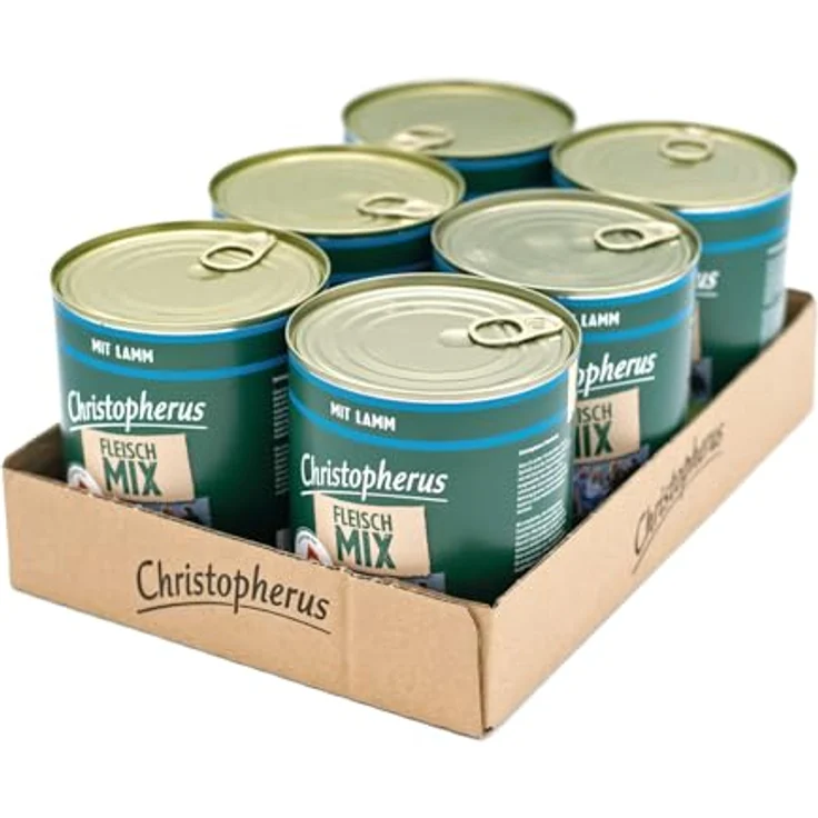 Christopherus Fleischmix mit Lamm, Getreidefreies Nassfutter für Hunde, 6 x 800 g Dosen – Bild 1