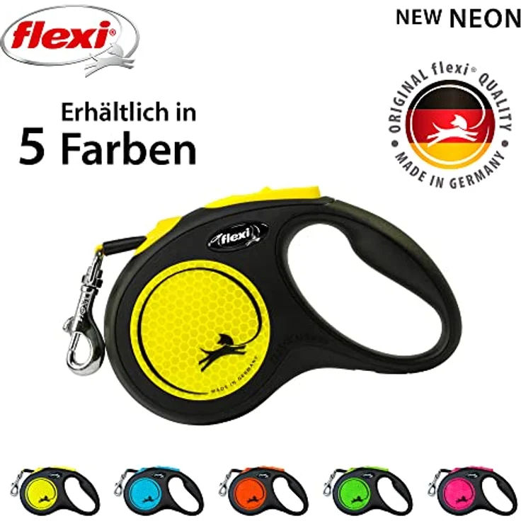 flexi New NEON Gurt-Rollleine schwarz-neongelb S: 5 m bis 15 kg – Bild 5