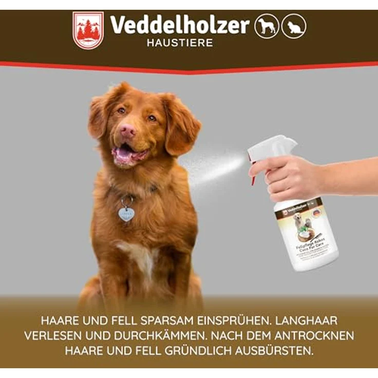 Veddelholzer Kokos Fellpflege Spray, 250 ml, Entfilzungsspray für Hunde & Katzen, leicht kämmbares Fell, Made in Germany – Bild 3