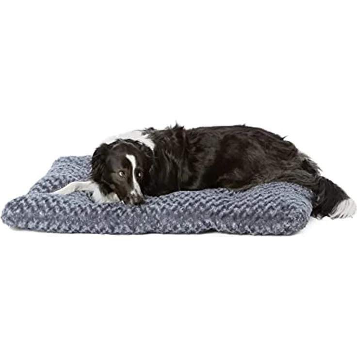 Amazon Basics Maschinenwaschbar Hundebett für Große Hunde, strapazierfähiges und waschbares Design, 102 x 69 x 9 cm, Graue Wirbel – Bild 1