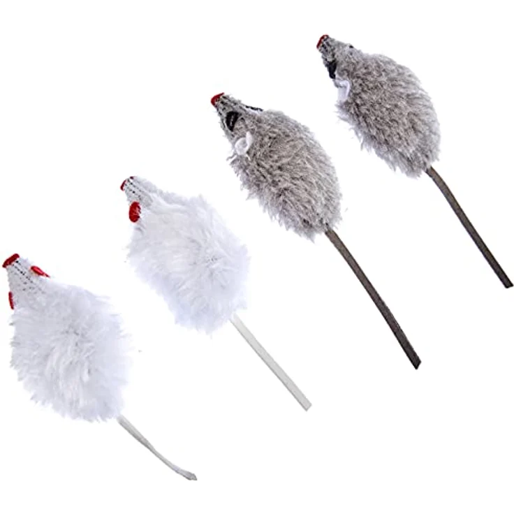 Kerbl Katzenspielzeug, Maus, grau / weiß, 5cm, 4er-Beutel – Bild 2