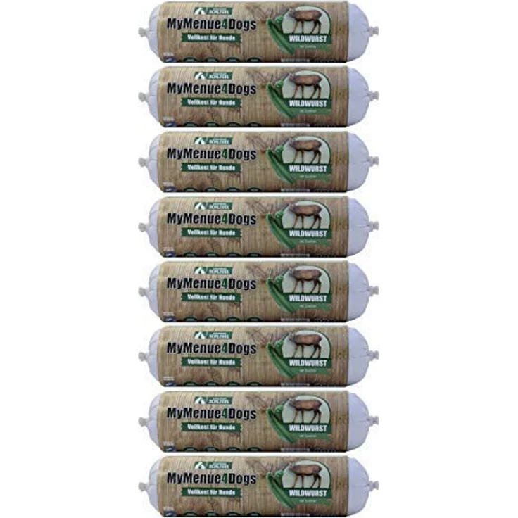 MyMenue4Dogs Hundefutter Wildwurst, 8 x 800 g Vollnahrung mit Wild und Zucchini, ohne Zusatzstoffe, hergestellt in Bayern – Bild 1