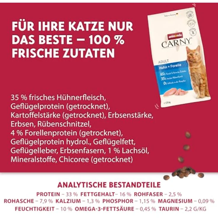 Animonda Carny Trockenfutter Katze Adult Huhn und Forelle, knusprig, ohne Getreide, 350 g – Bild 3