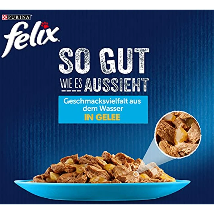 FELIX Geschmacksvielfalt Wasser, Katzen-Nassfutter in Gelee, 120x85 g – Bild 3